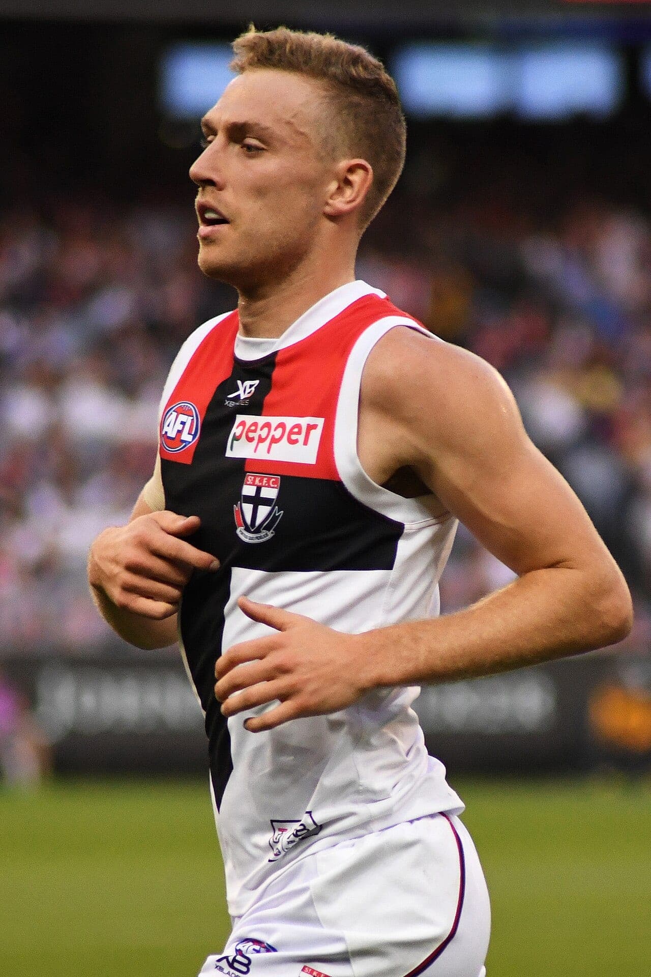 Callum Wilkie playing for St Kilda during a 2019 AFL match against Melbourne at the MCG (file photo).