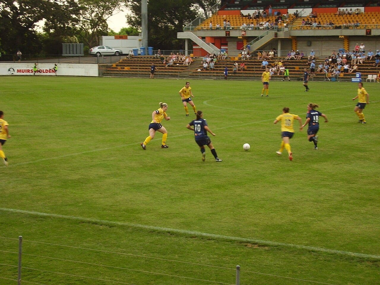 Melbourne Victory's women's team in action during a 2009 match against Central Coast Mariners (file photo; photographer credit not supplied).