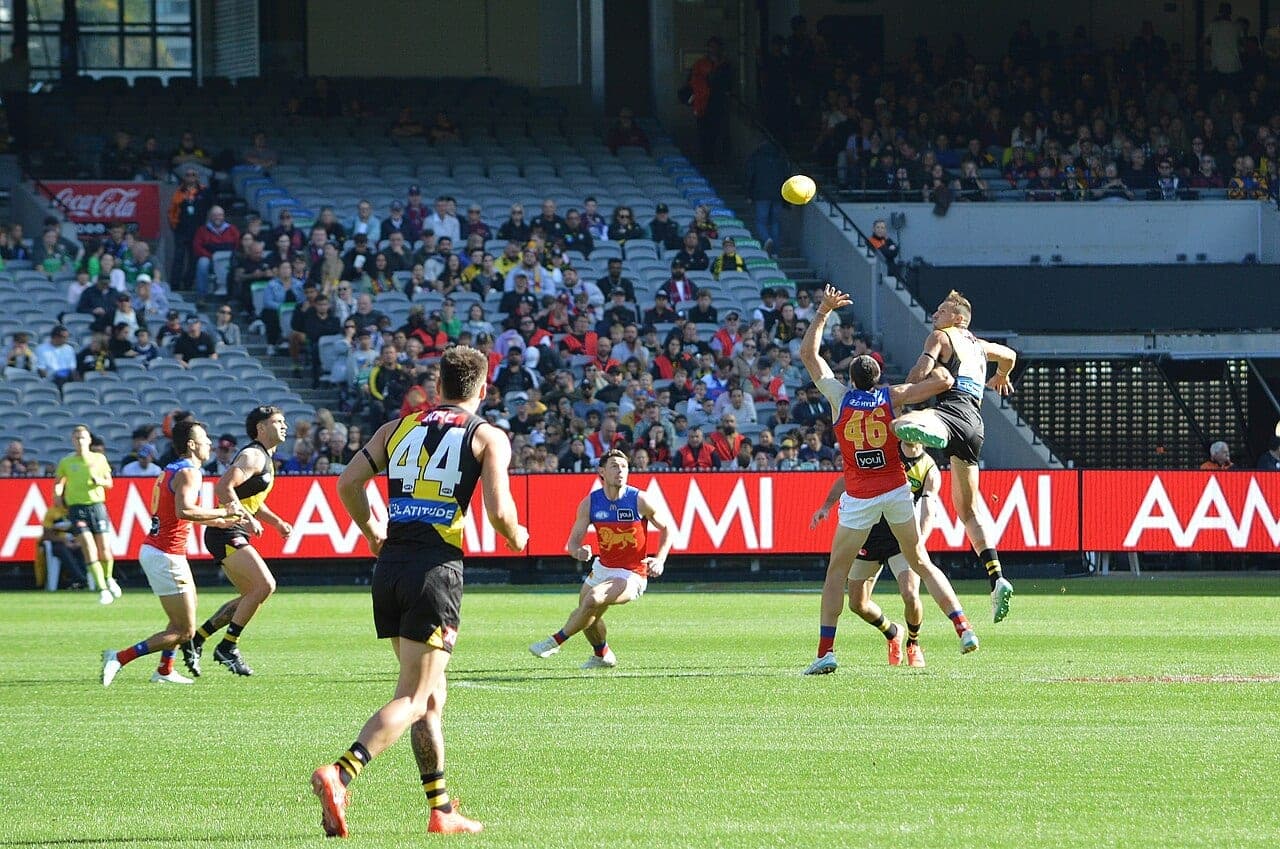 Oscar McInerney in ruck action during his playing days with the Brisbane Lions (file photo).