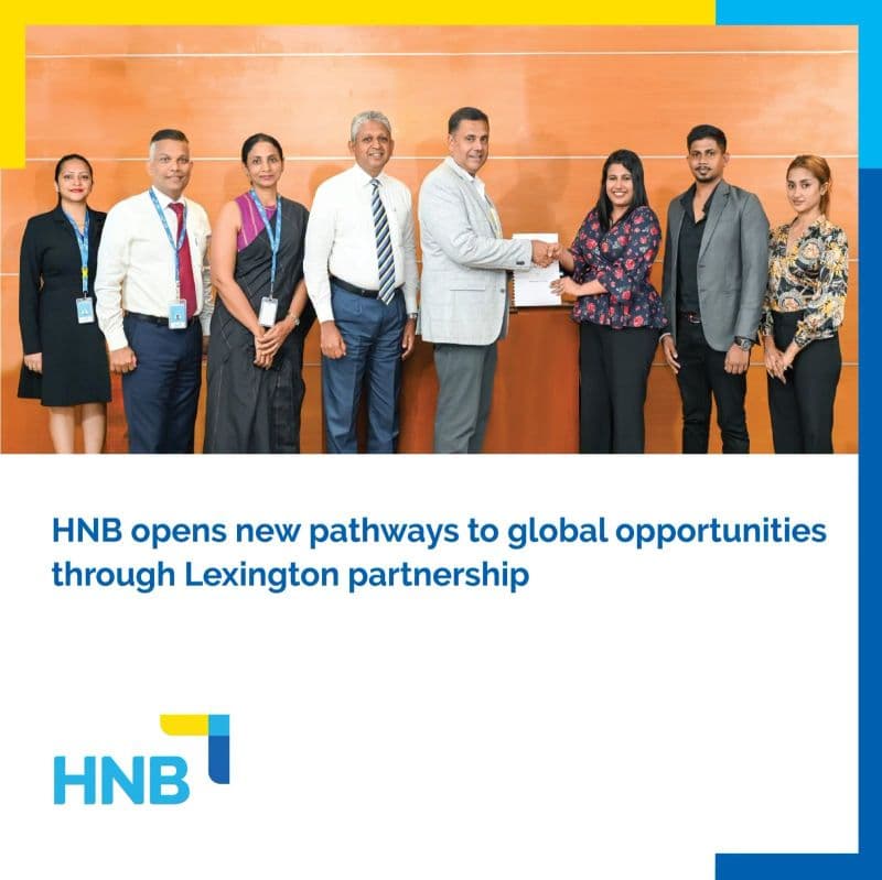 Hatton National Bank and Lexington (Pvt) Ltd representatives at the partnership signing at HNB's head office in Colombo.